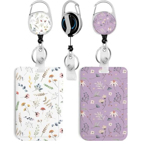 2 Pack ID Badge Holder Retractable Badge Reel Clip Keychain Heavy Duty School Of - Picture 1 of 8